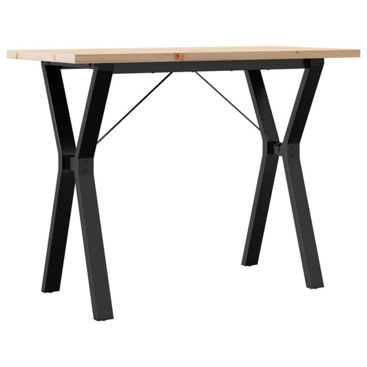 Mesa De Comedor Marco Y Madera Maciza Pino Acero 100x50x75,5 Cm_0