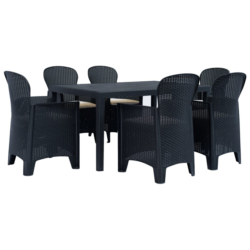 Vidaxl Comedor De Jardín 7 Piezas Plástico Aspecto De Ratán Antracita_0