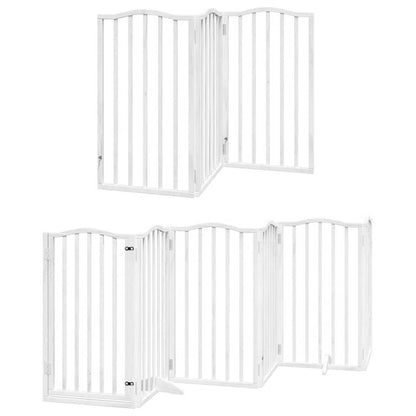 Vidaxl Puerta Para Perros Plegable 9 Paneles Madera Álamo Blanca 450cm_0