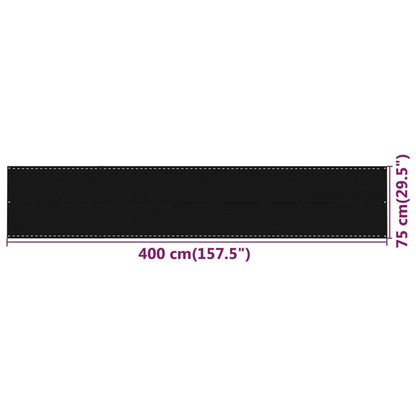 Vidaxl Toldo Para Balcón Hdpe Negro 75x400 Cm_4