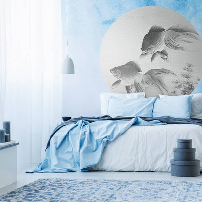 Wallart Círculo De Papel Pintado Two Goldfish 142,5 Cm_3