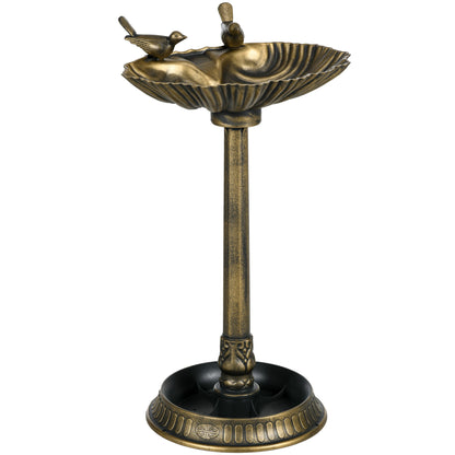 Outsunny Baño Para Pájaros De Jardín Exterior 81 Cm Con Diseño De Concha Bronce_0