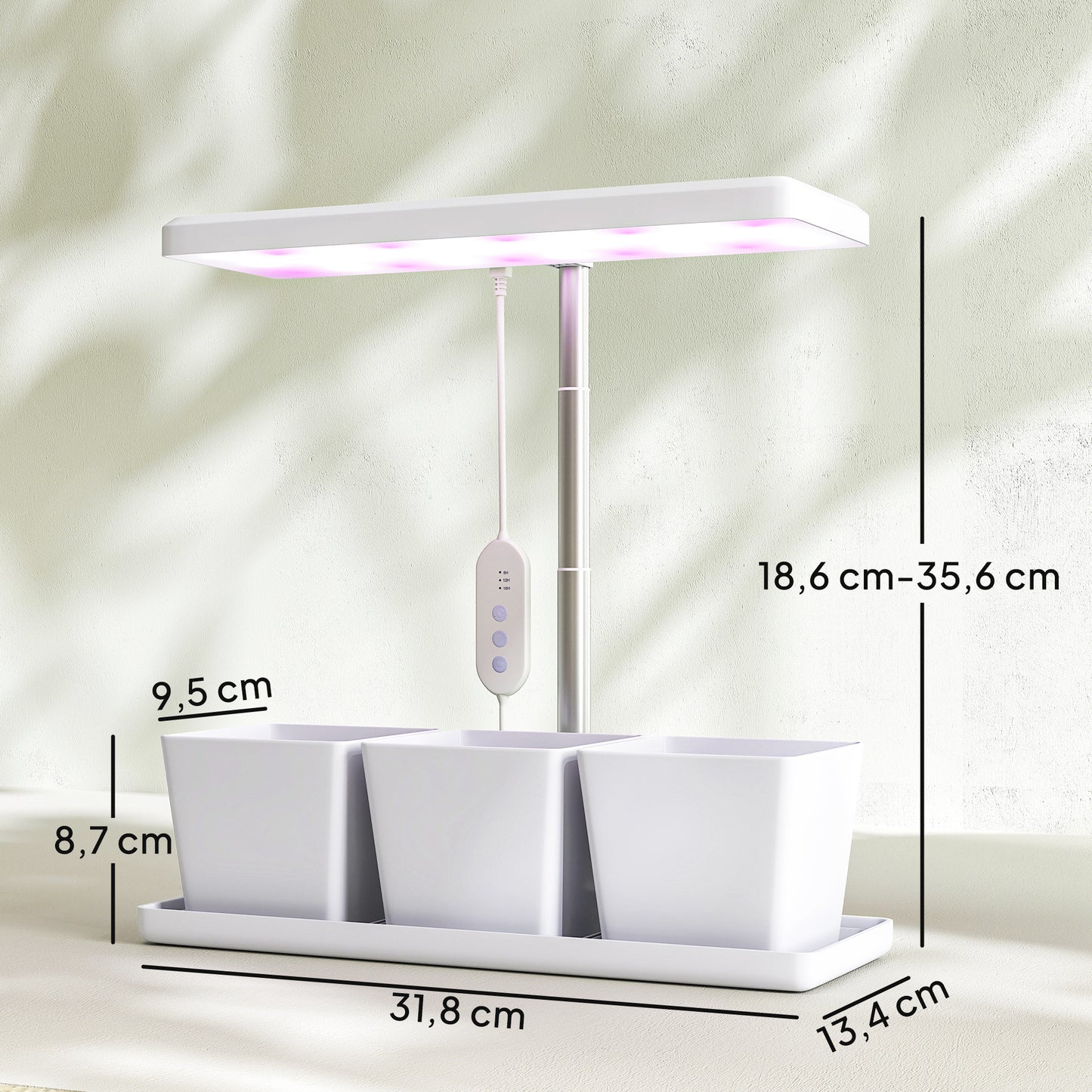 Outsunny Lámpara De Planta 30 Led Con Temporizador Automático Y 5 De Brillo_2