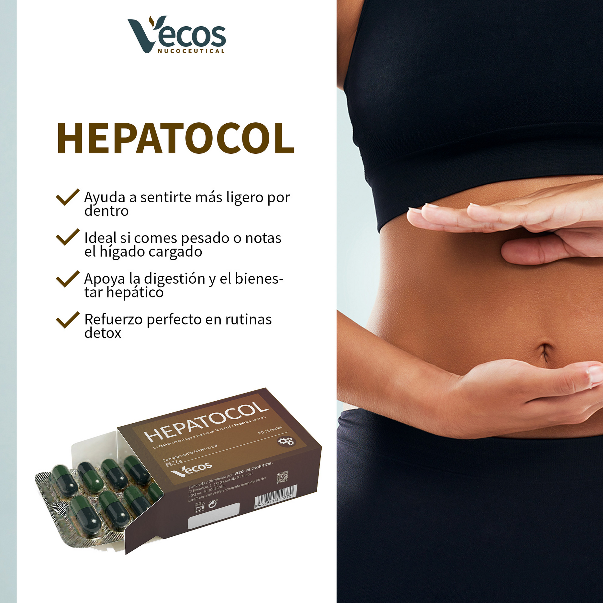 Hepatocol Vecos 90 Cápsulas | Control De Hígado Graso | Colina + Betaína_3