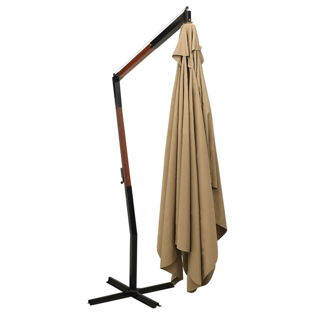 Vidaxl Sombrilla Colgante Con Palo De Madera Taupe 300 Cm_3