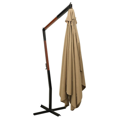 Vidaxl Sombrilla Colgante Con Palo De Madera Taupe 300 Cm_3