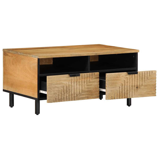 Mesa De Centro Madera Maciza De Mango Marrón 80x54x40 Cm_0