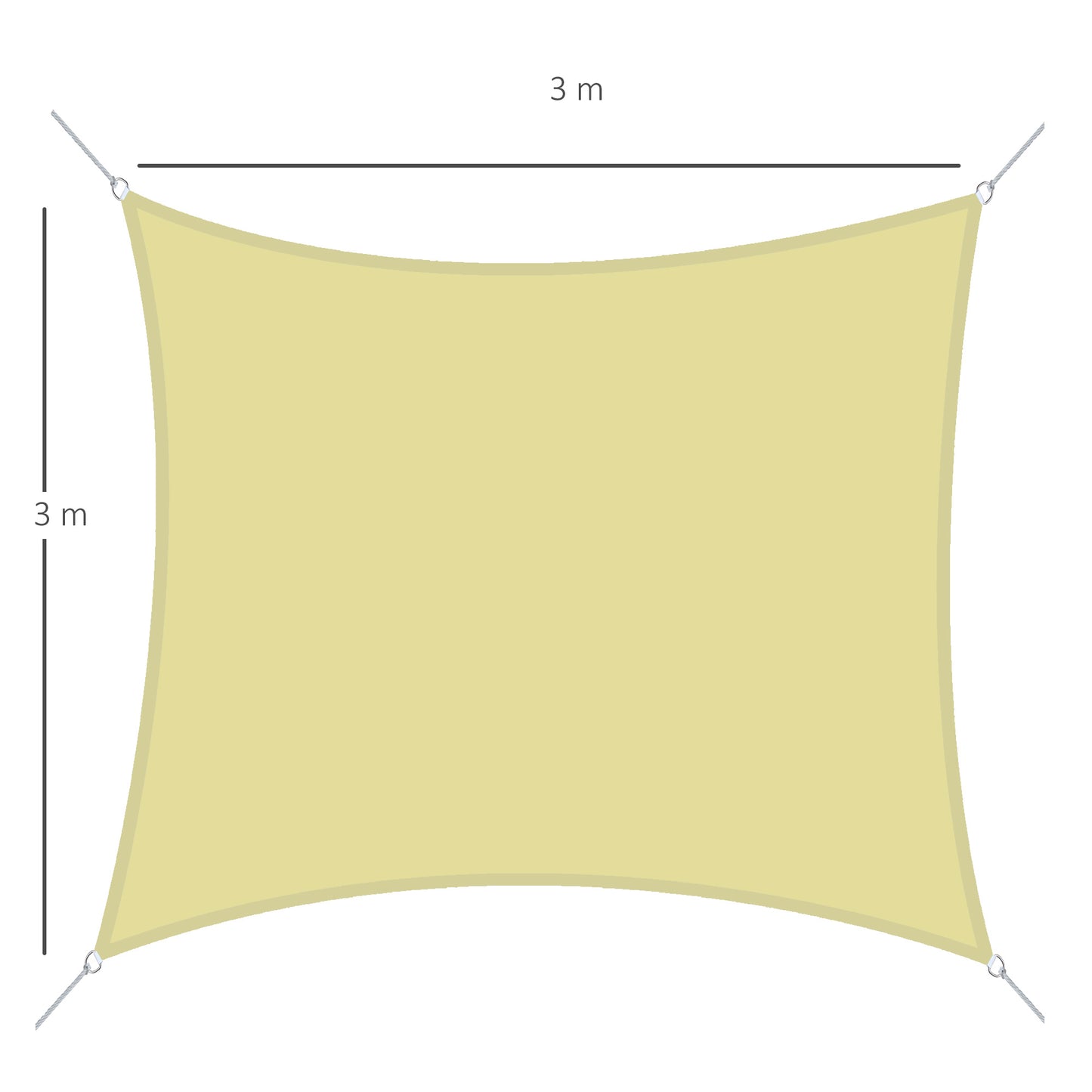 Toldo Vela De Sombra Cuadrado 3x3 M Con Anillo De Acero Inoxidable Arena_2