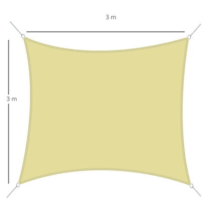 Toldo Vela De Sombra Cuadrado 3x3 M Con Anillo De Acero Inoxidable Arena_2