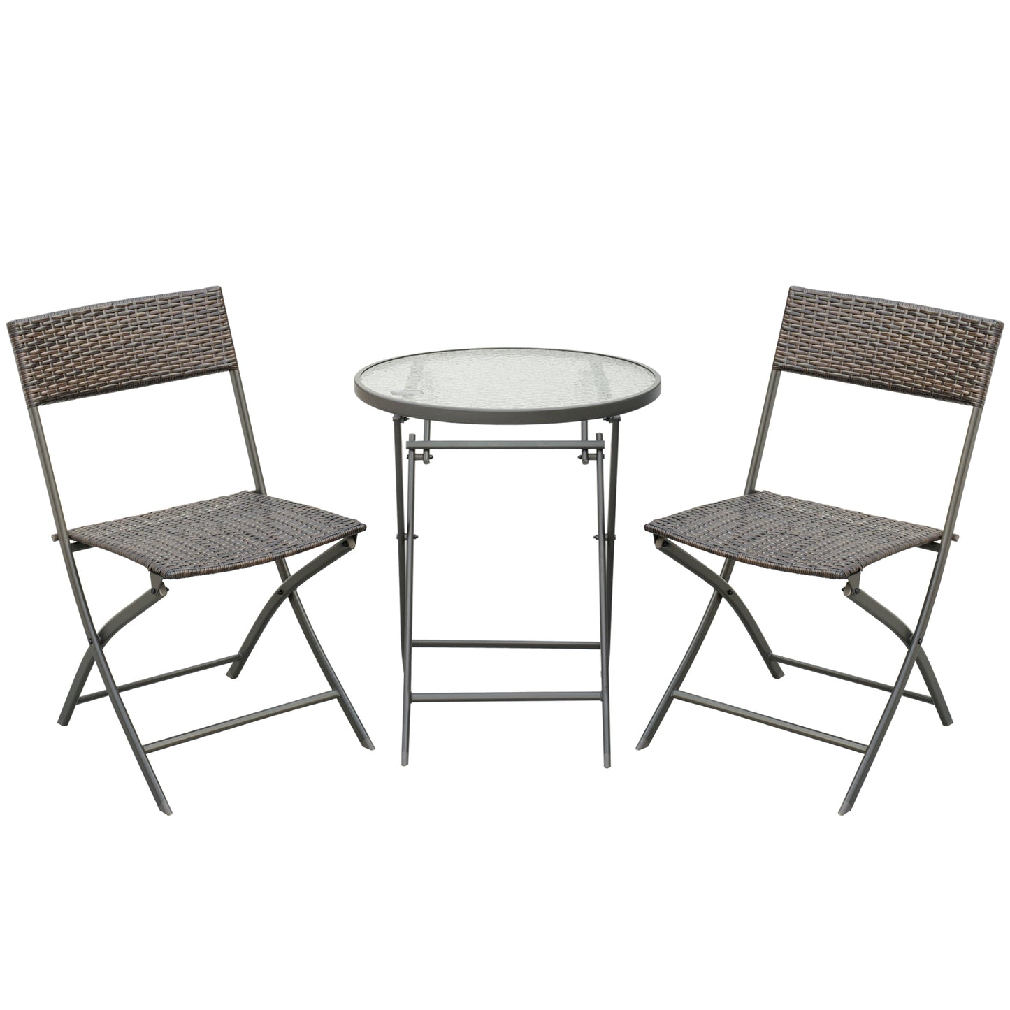 Outsunny Conjunto De Mesa Y 2 Sillas Muebles Ratán Para Jardín Exterior Patio_0