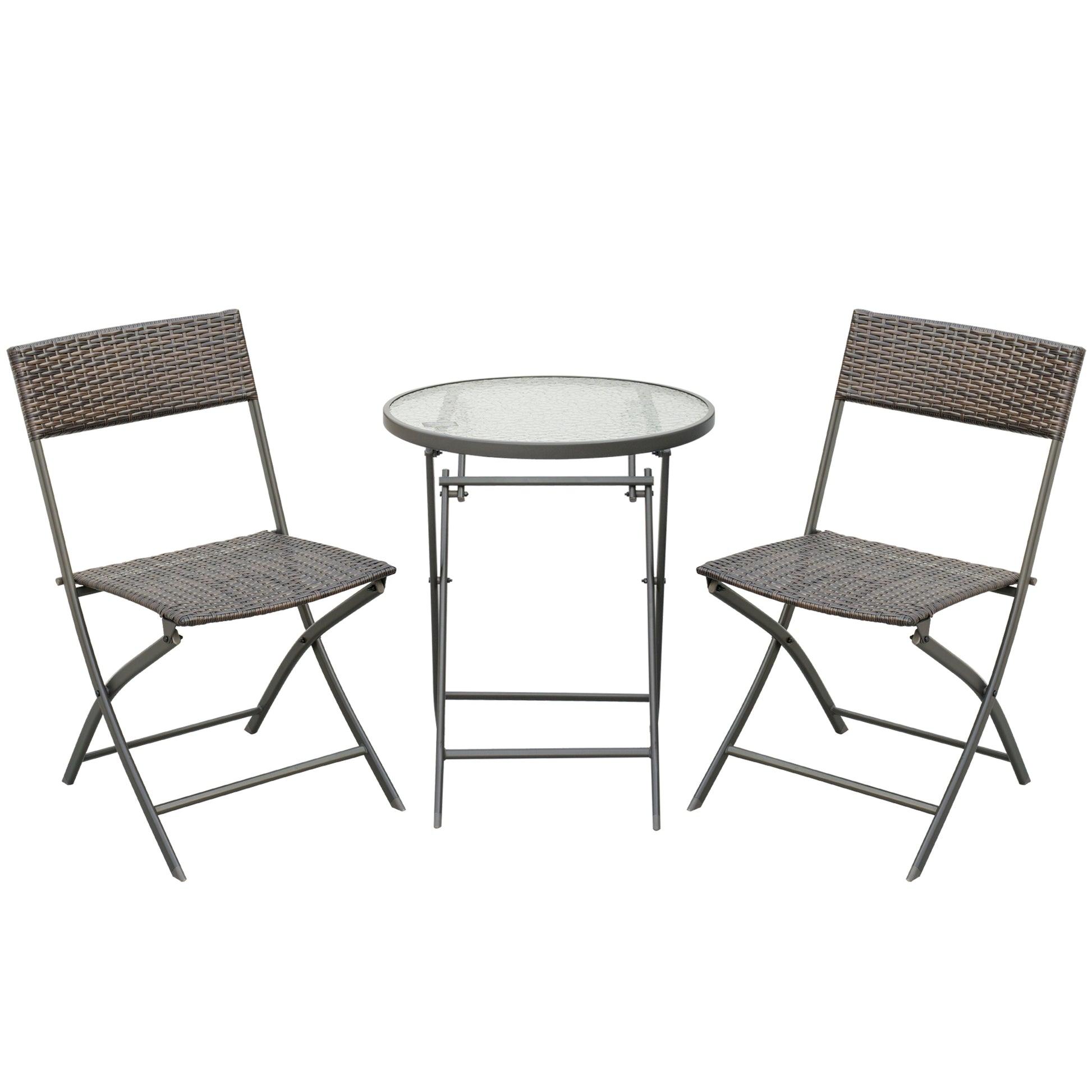 Outsunny Conjunto De Mesa Y 2 Sillas Muebles Ratán Para Jardín Exterior Patio_0