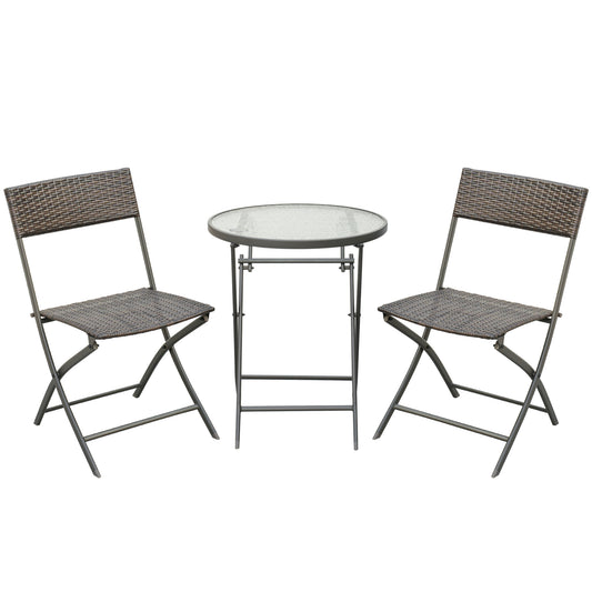 Outsunny Conjunto De Mesa Y 2 Sillas Muebles Ratán Para Jardín Exterior Patio_0
