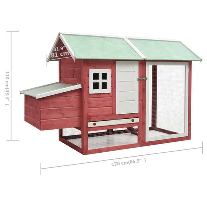 Vidaxl Gallinero Madera Maciza De Pino Y Abeto Rojo 170x81x110 Cm_2