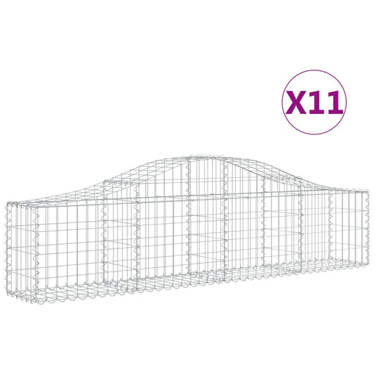 Cestas De Gaviones 11 Uds Forma De Arco Hierro 200x30x40/60 Cm_0