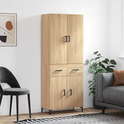 Aparador Alto Madera Contrachapada Color Roble 69,5x34x180 Cm_0