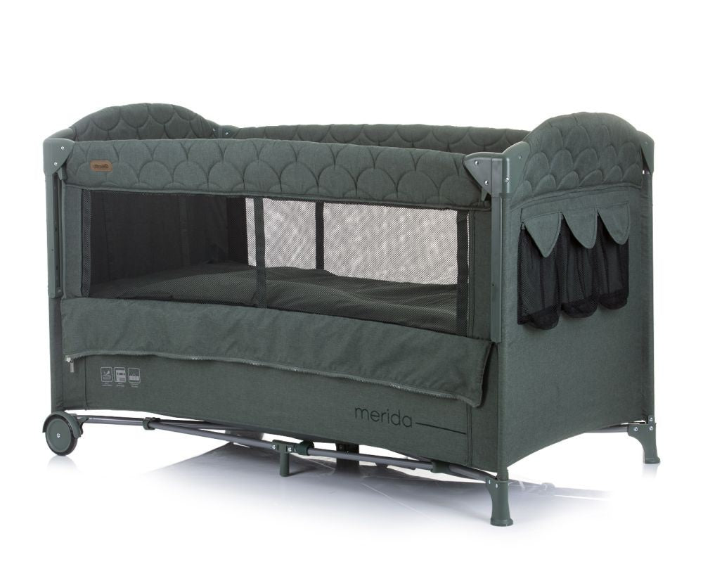 Cuna De Viaje Con Apertura Lateral Merida Linen Aloe_3
