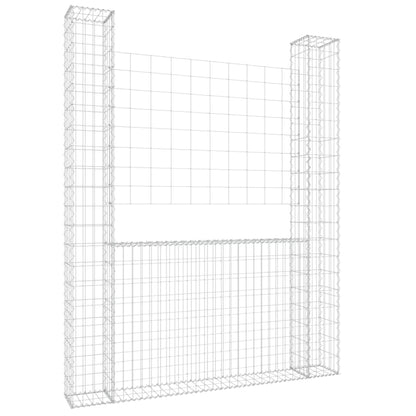 Cesta De Gaviones Forma De U 2 Postes De Hierro 140x20x200 Cm / Vetonek_2