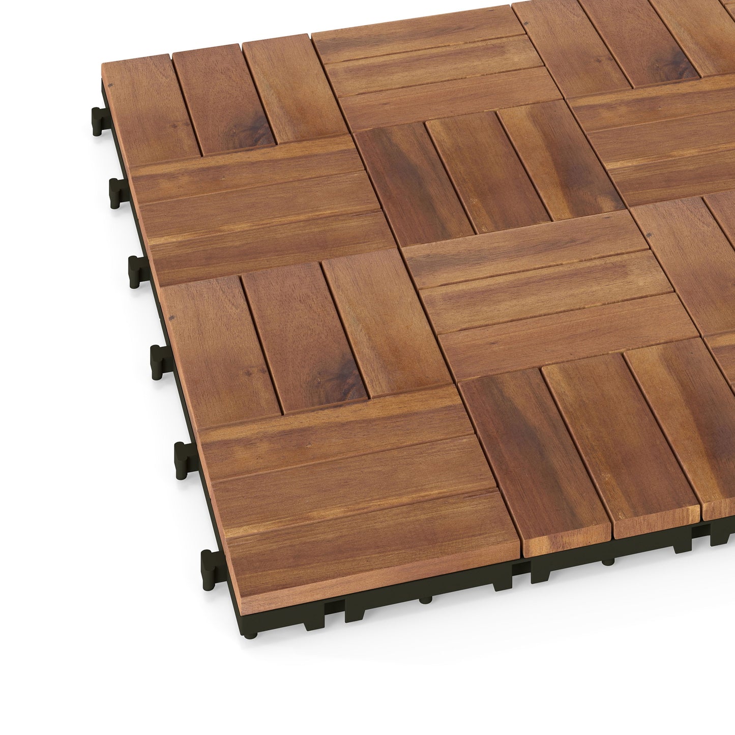Outsunny Set De 10 Piezas Baldosas De Exterior De Madera 31x31 Cm 0,91m² Marrón_4