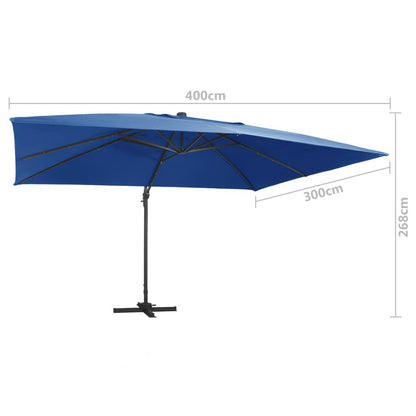 Vidaxl Sombrilla Voladiza Luces Led Y Poste Aluminio Azul Azure 4x3 M_2