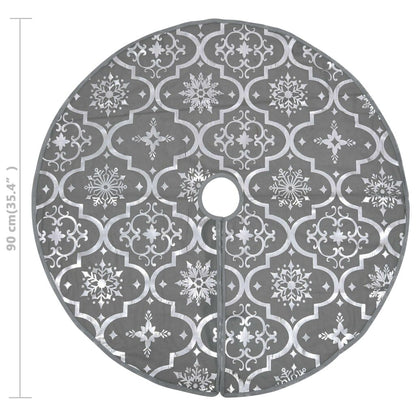 Vidaxl Falda Del Árbol De Navidad De Lujo Con Calcetín Tela Gris 90 Cm_2
