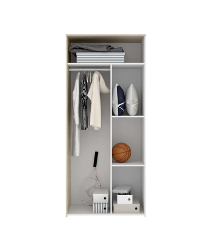 Armario Ropero 2 Puertas Abatibles Santisteban Blanco/natural, 205 Cm(alto) 90 Cm(ancho) 5_2