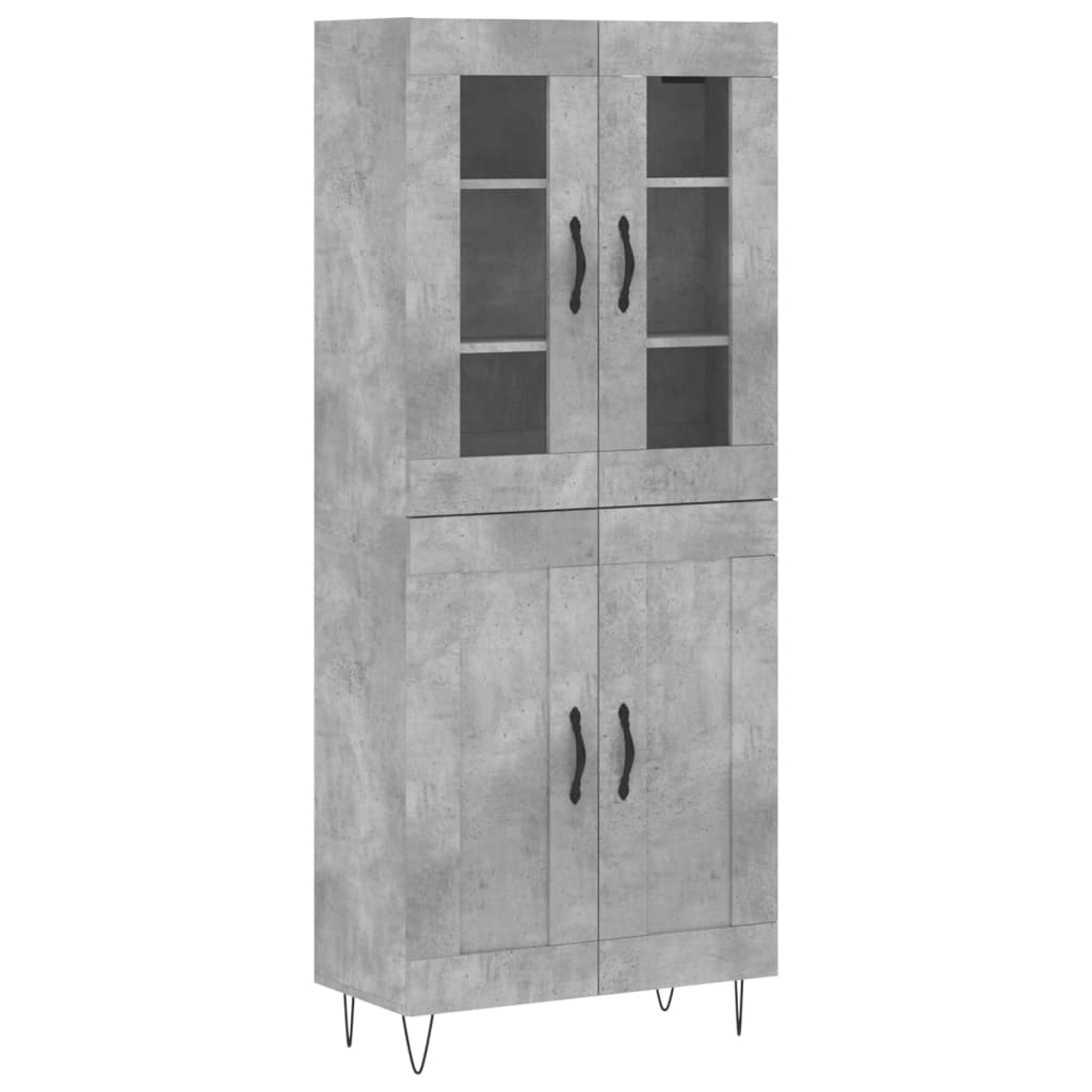 Aparador Alto Madera Contrachapada Gris Hormigón 69,5x34x180 Cm_1