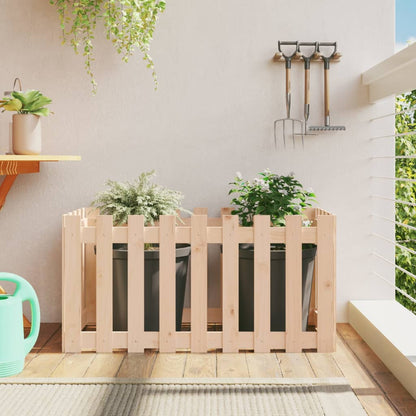 Arriate Elevado Jardín Con Valla Madera Maciza Pino 100x50x50cm_1