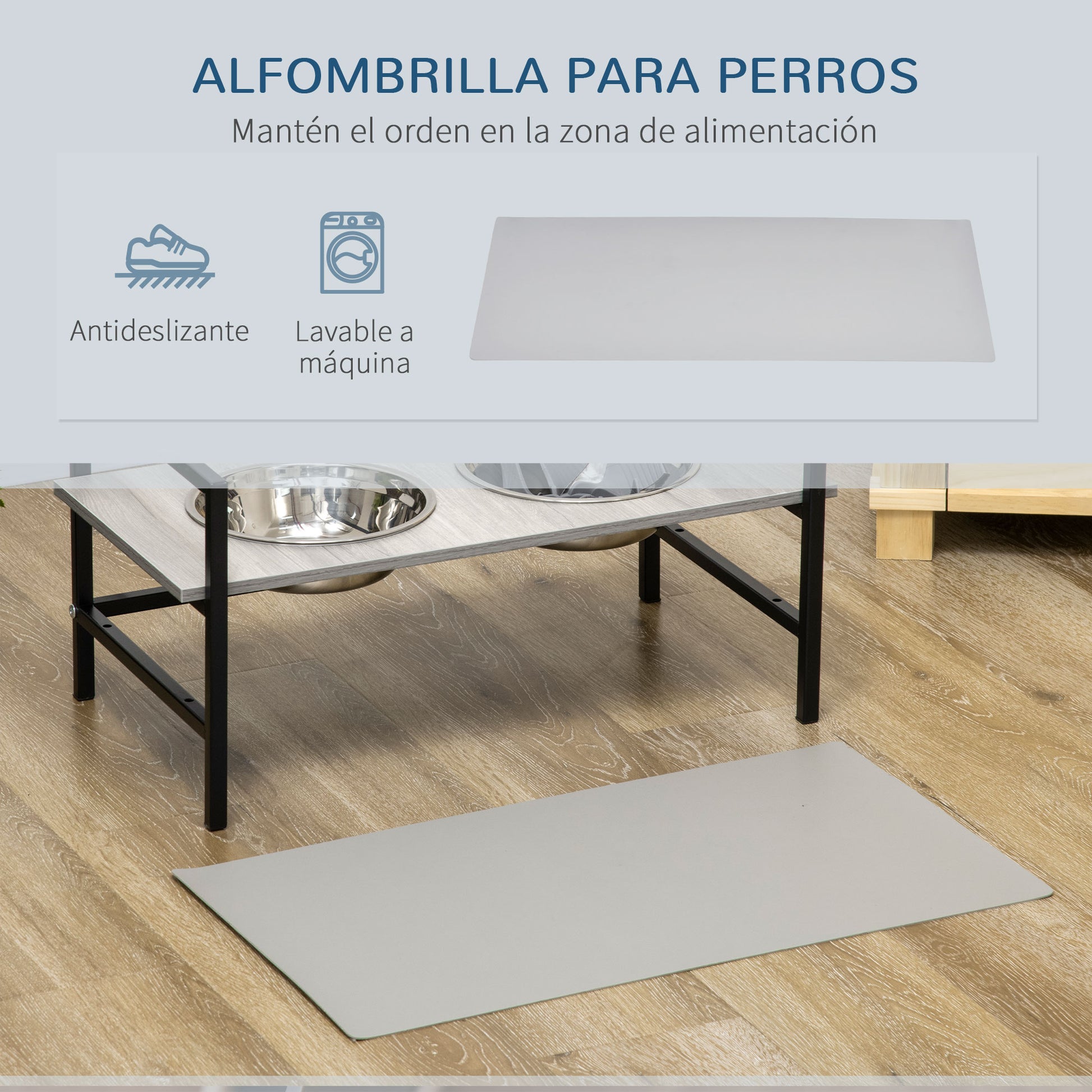 Pawhut Comedero Elevado Para Perros Altura Ajustable 2 Tazones Acero Inoxidable_5