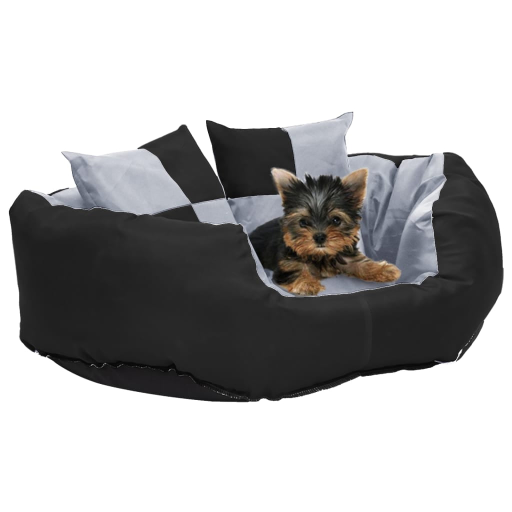 Vidaxl Cojín Para Perro Reversible Y Lavable Gris Y Negro 65x50x20 Cm_1