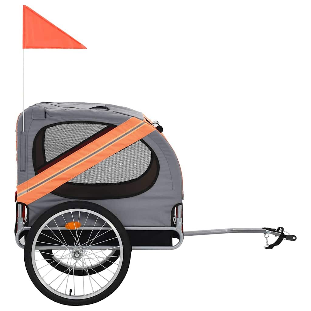 Vidaxl Remolque De Bicicleta Para Mascotas Naranja Y Gris_1