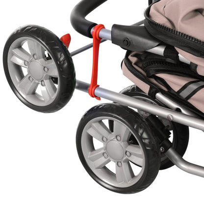 Pawhut Carrito Para Perros Plegable Con Toldo Ajustable 75x45x97 Cm Café_4
