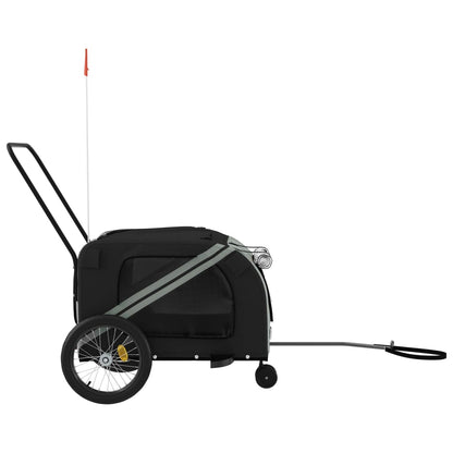 Remolque De Bicicleta Mascotas Hierro Tela Oxford Gris Negro_5