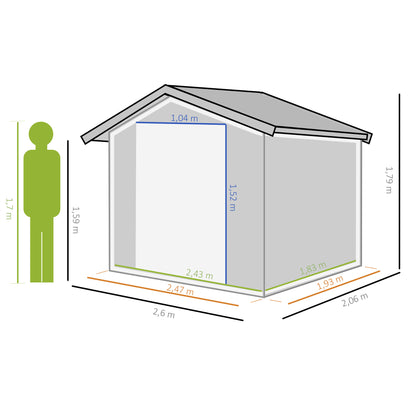 Outsunny Cobertizo De Jardín 260x206x179cm 4,7m² Metálico Con Puertas Correderas_2
