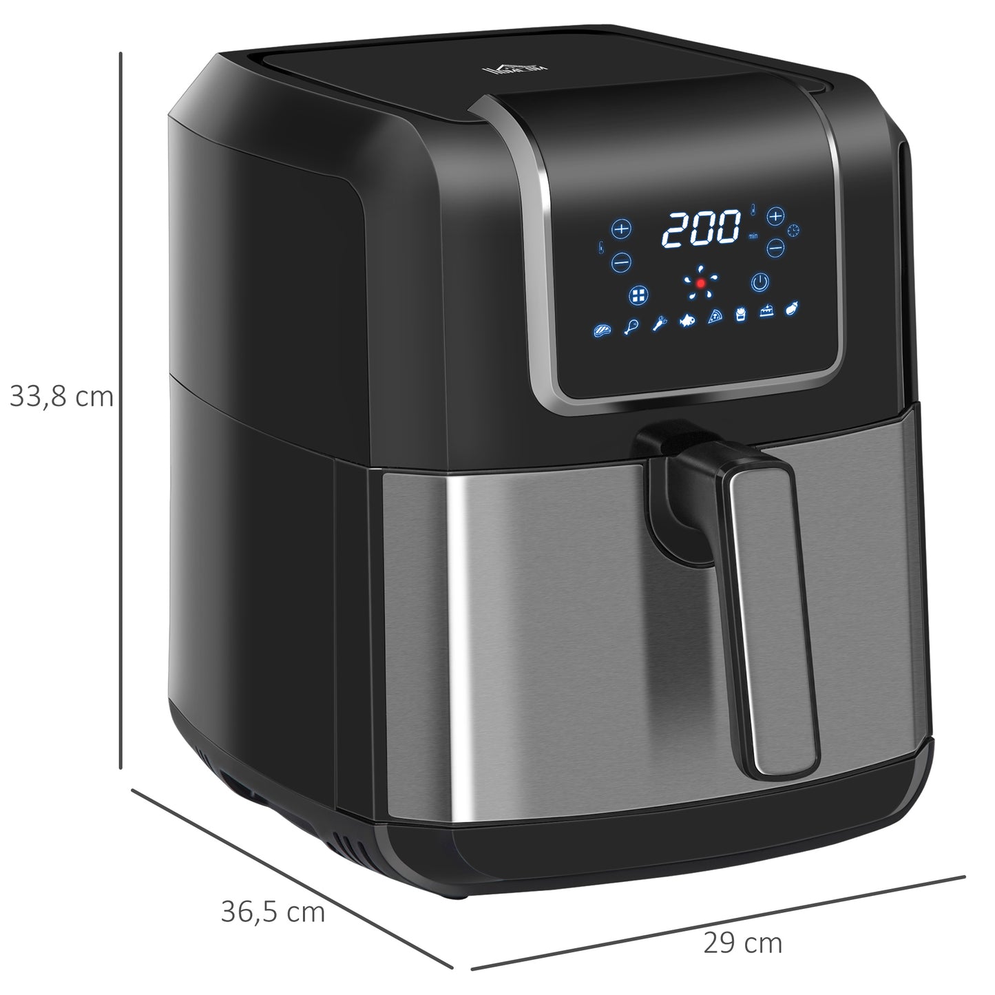 Homcom Freidora De Aire 6,5l 1700w 8 Programas Pantalla Led Táctil Temporizador_2