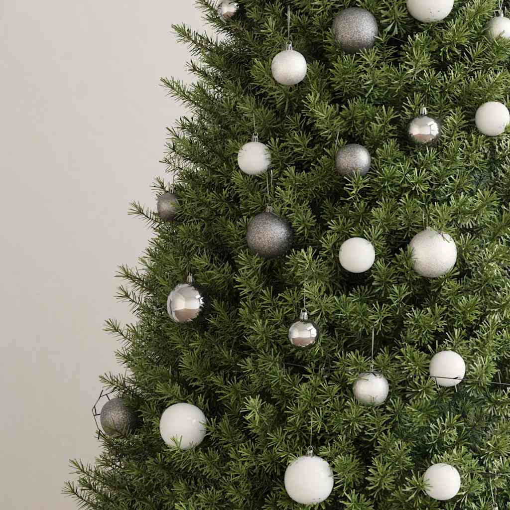 Vidaxl Set De Bolas De Navidad 120 Pzas Con Pico 300 Led Blanco Y Gris_3