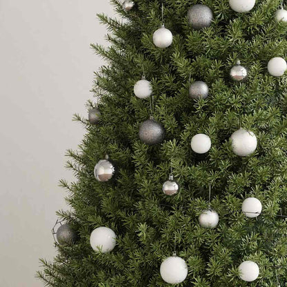 Vidaxl Set De Bolas De Navidad 120 Pzas Con Pico 300 Led Blanco Y Gris_3