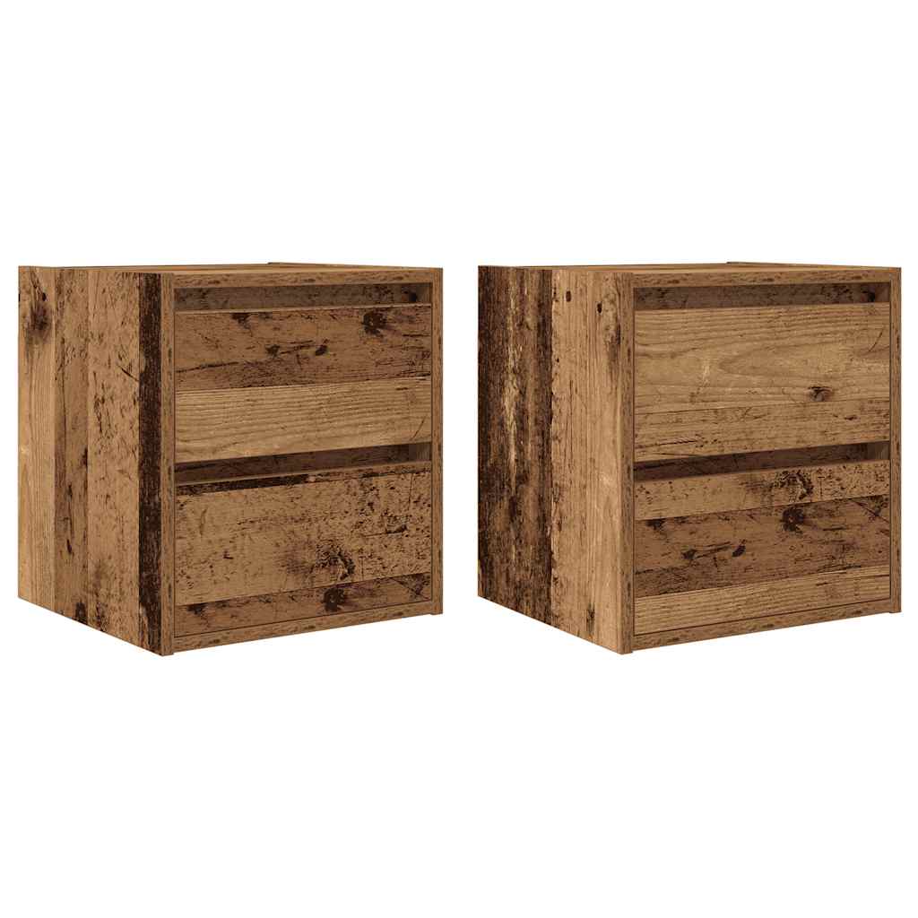 Mesillas De Noche De Pared 2 Uds Madera Vieja 38x34x40 Cm_0