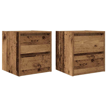 Mesillas De Noche De Pared 2 Uds Madera Vieja 38x34x40 Cm_0