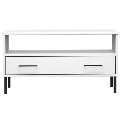 Mesa De Centro Patas Metal Oslo Madera Maciza Blanco 85x50x45cm_2