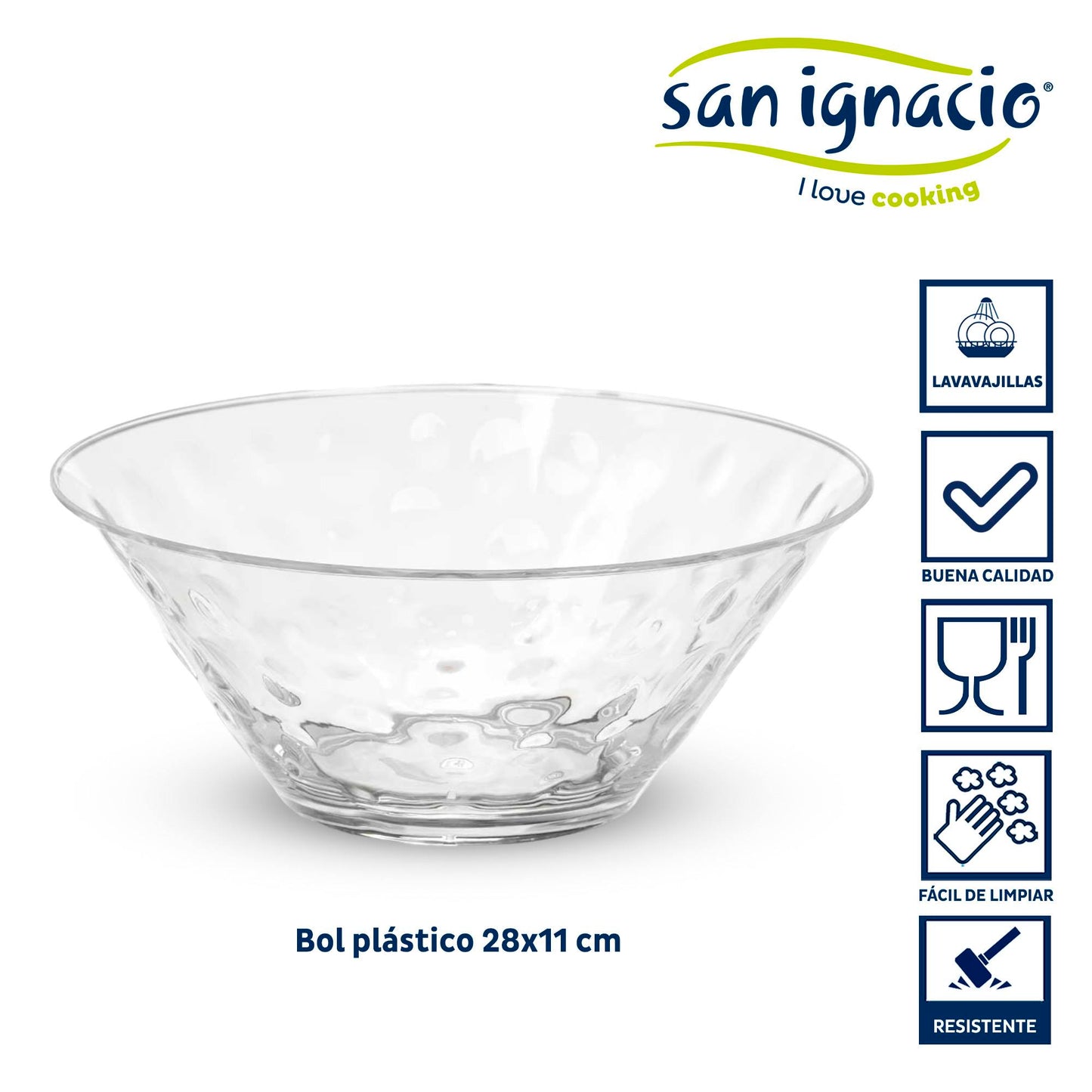 Bol Plastico Puntos 28cm Transparente Colección Leknes