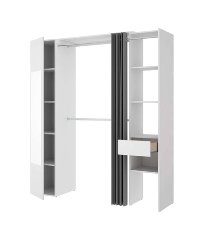 Vestidor Rus I Con Columna Cerrada Espejo Cortina Y Baldas En Blanco 205 Cm(alto)177,4 Cm_0