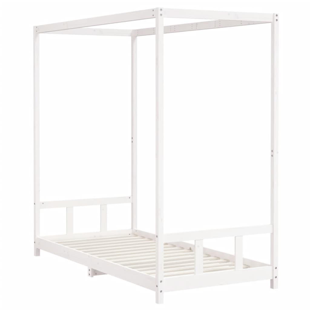 Estructura De Cama Para Niños Madera De Pino Blanco 90x200 Cm / Vetonek_5