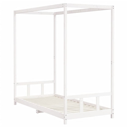 Estructura De Cama Para Niños Madera De Pino Blanco 90x200 Cm / Vetonek_5