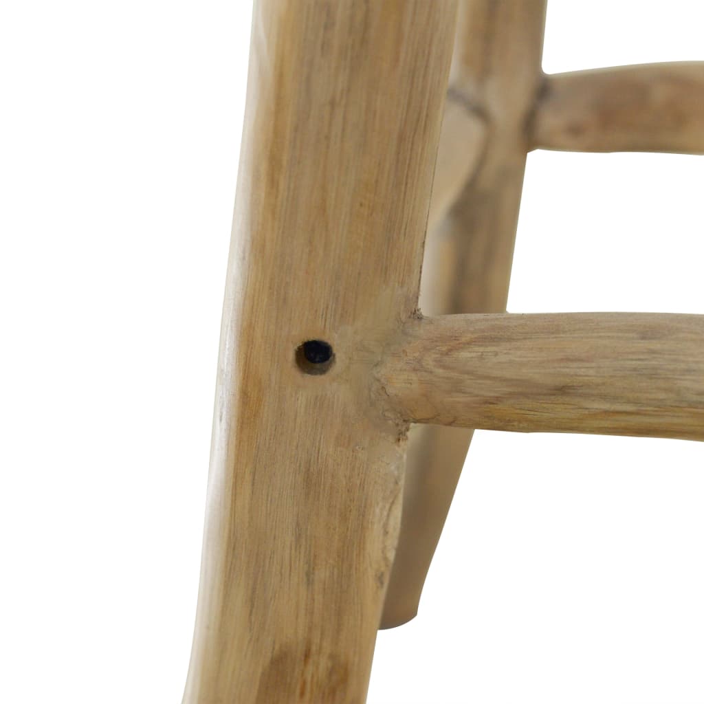 Taburete De Cocina De Cuero Auténtico Y Madera De Teca Maciza_5
