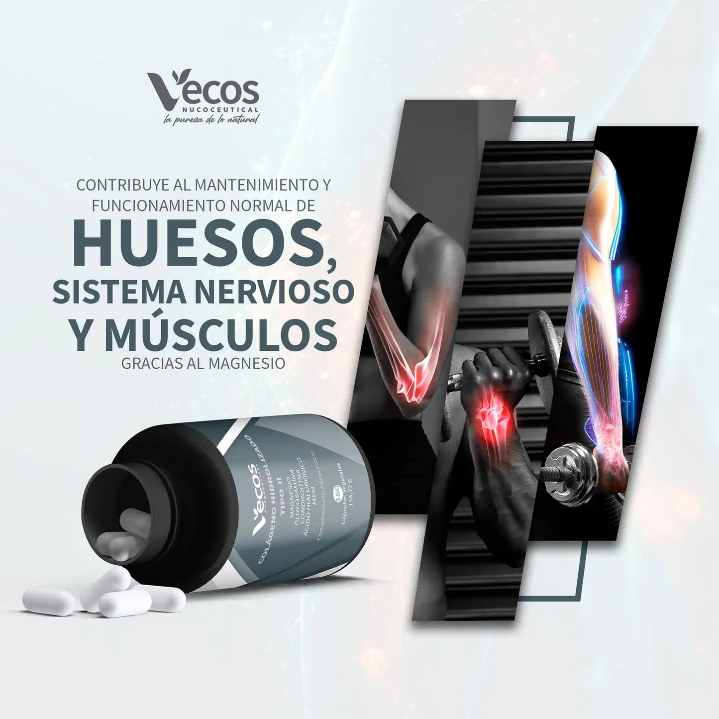 Colageno hidrolizado tipo II Vecos 160 capsulas