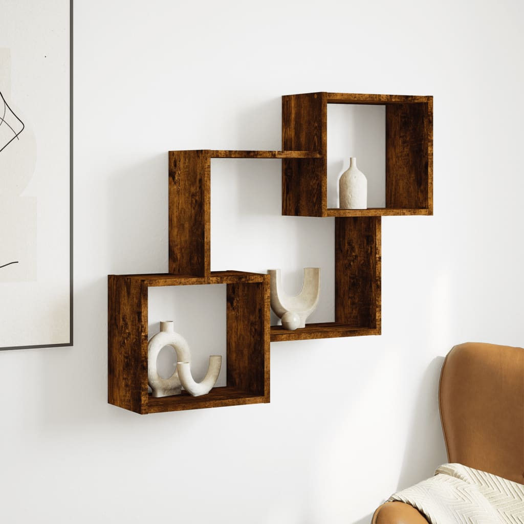 Armario De Pared Madera Ingeniería Roble Ahumado 78x18x71 Cm / Vetonek_3