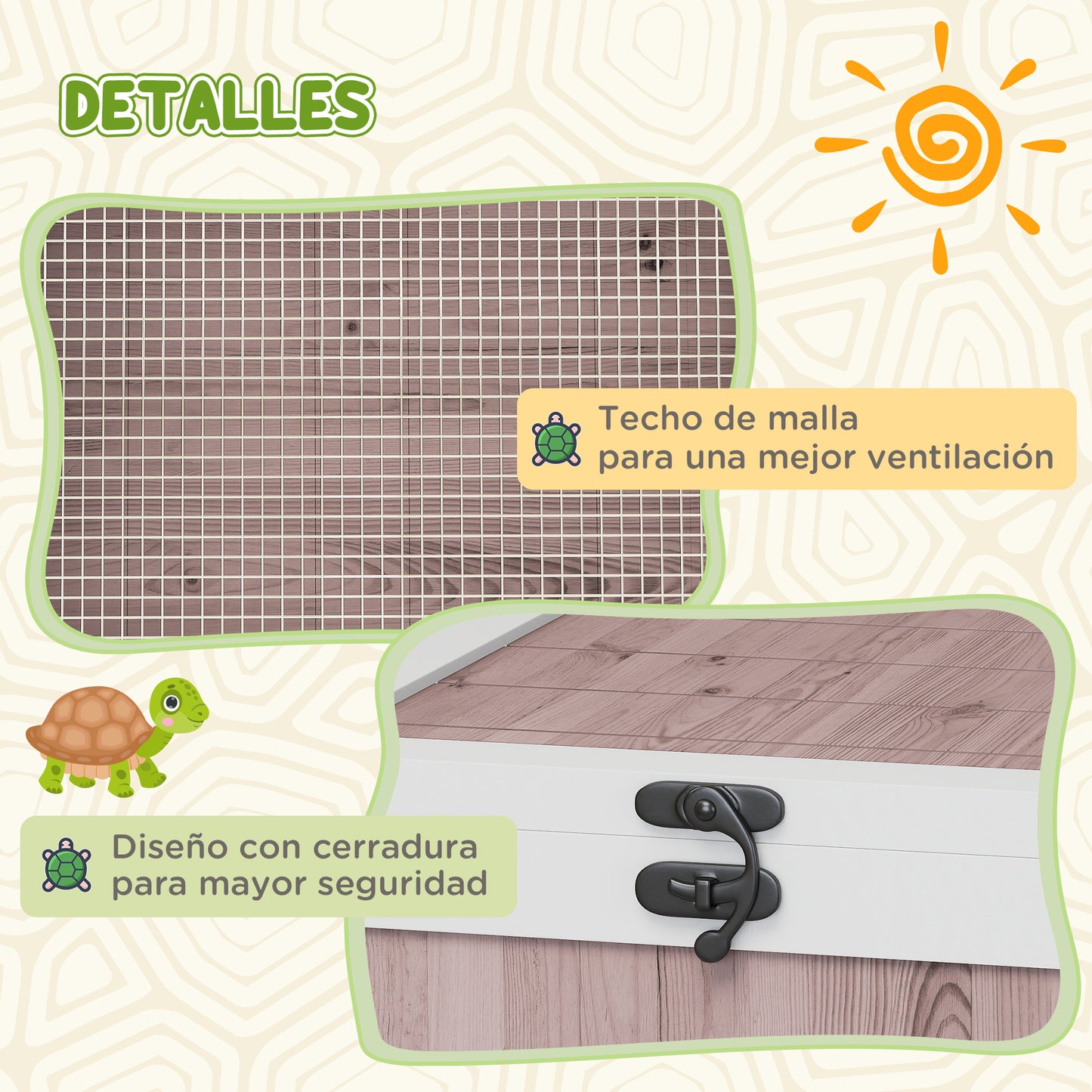 Pawhut Casa Para Tortugas De Madera Con Techo De Malla 91x60,5x32 Cm Marrón_5