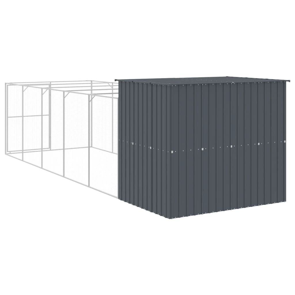 Vidaxl Caseta Perros Con Corral Acero Galvanizado Gris 214x661x181 Cm_4
