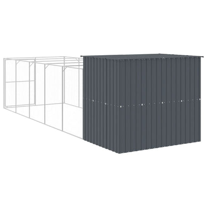 Vidaxl Caseta Perros Con Corral Acero Galvanizado Gris 214x661x181 Cm_4