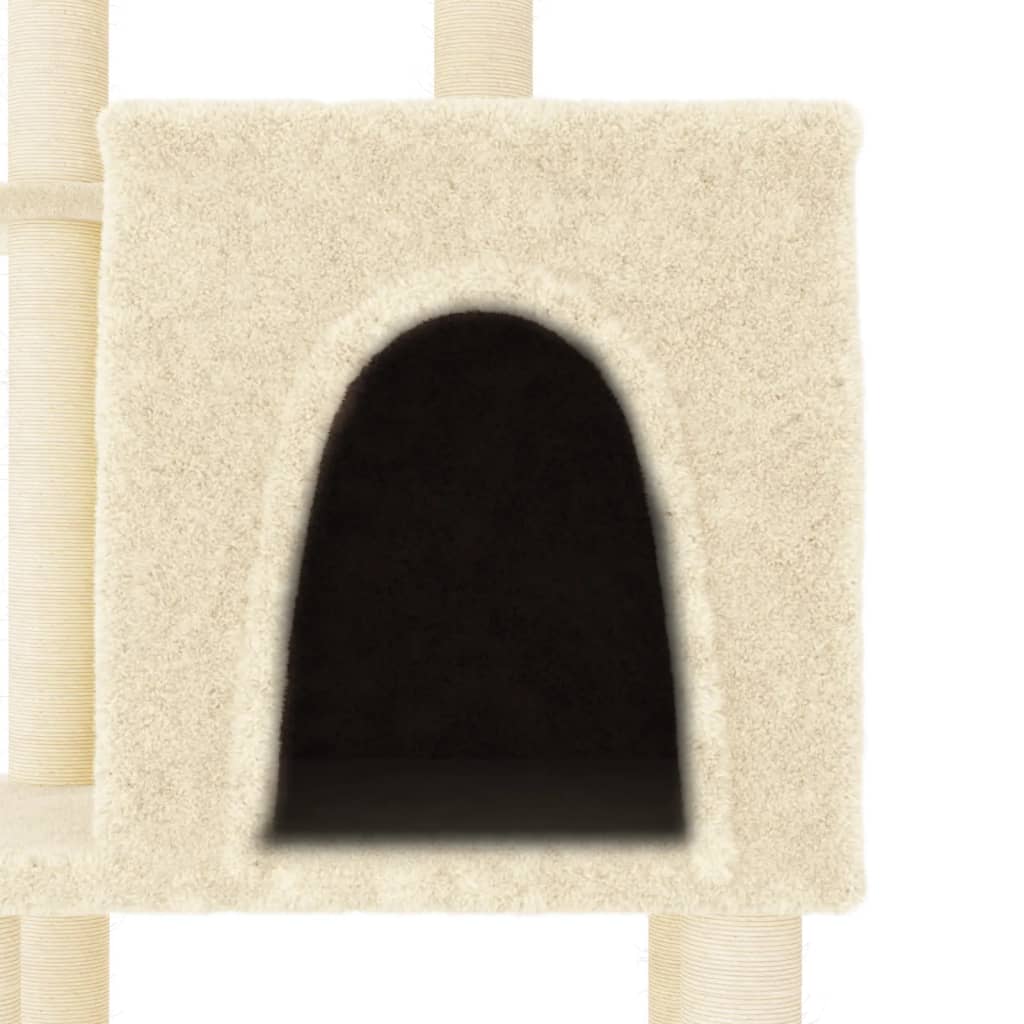 Rascador Para Gatos Con Postes De Sisal Color Crema 97 Cm_4